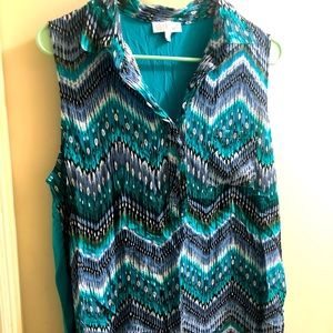 Blue abstract tank blouse